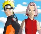 Главные герои Naruto Uzumaki и Сакура Харуно улыбкой